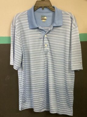Greg Norman Collection Light Blue Striped Polo
